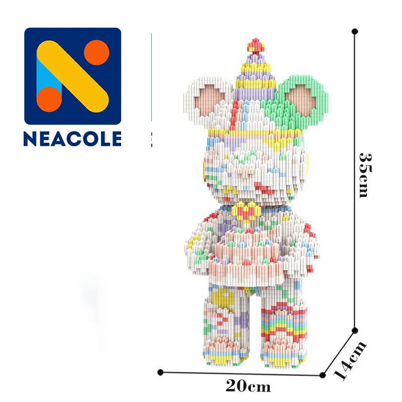 32CM Birthday Bear Building Block, Neacole building block bear